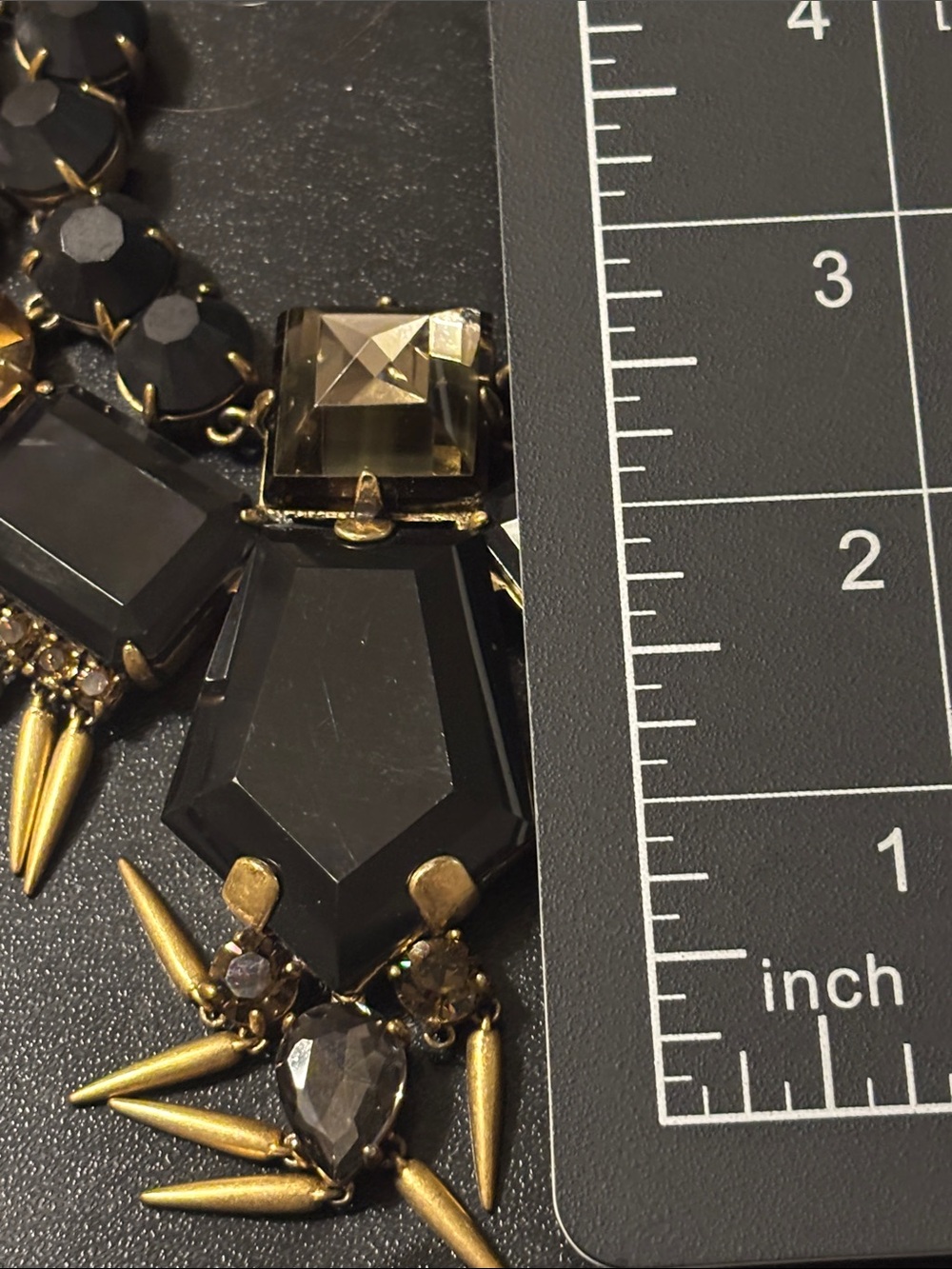 J. Crew Statement Necklace Black, Gray and Yellow Missing a Spike and a Stone - Picture 13 of 17